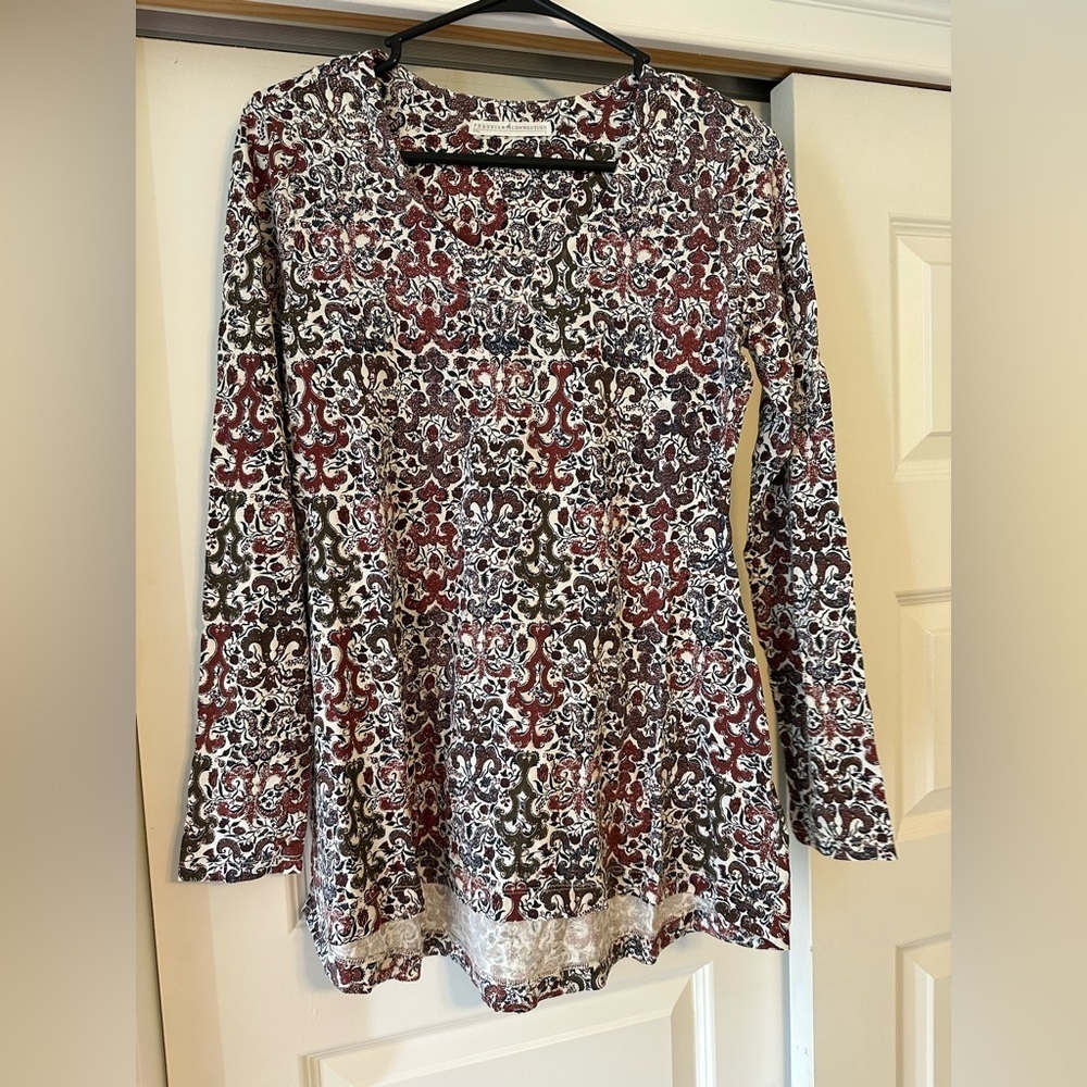 Peruvian Connection Tunic Top Women’s S Floral Paisley Long Sleeve Pima Cotton